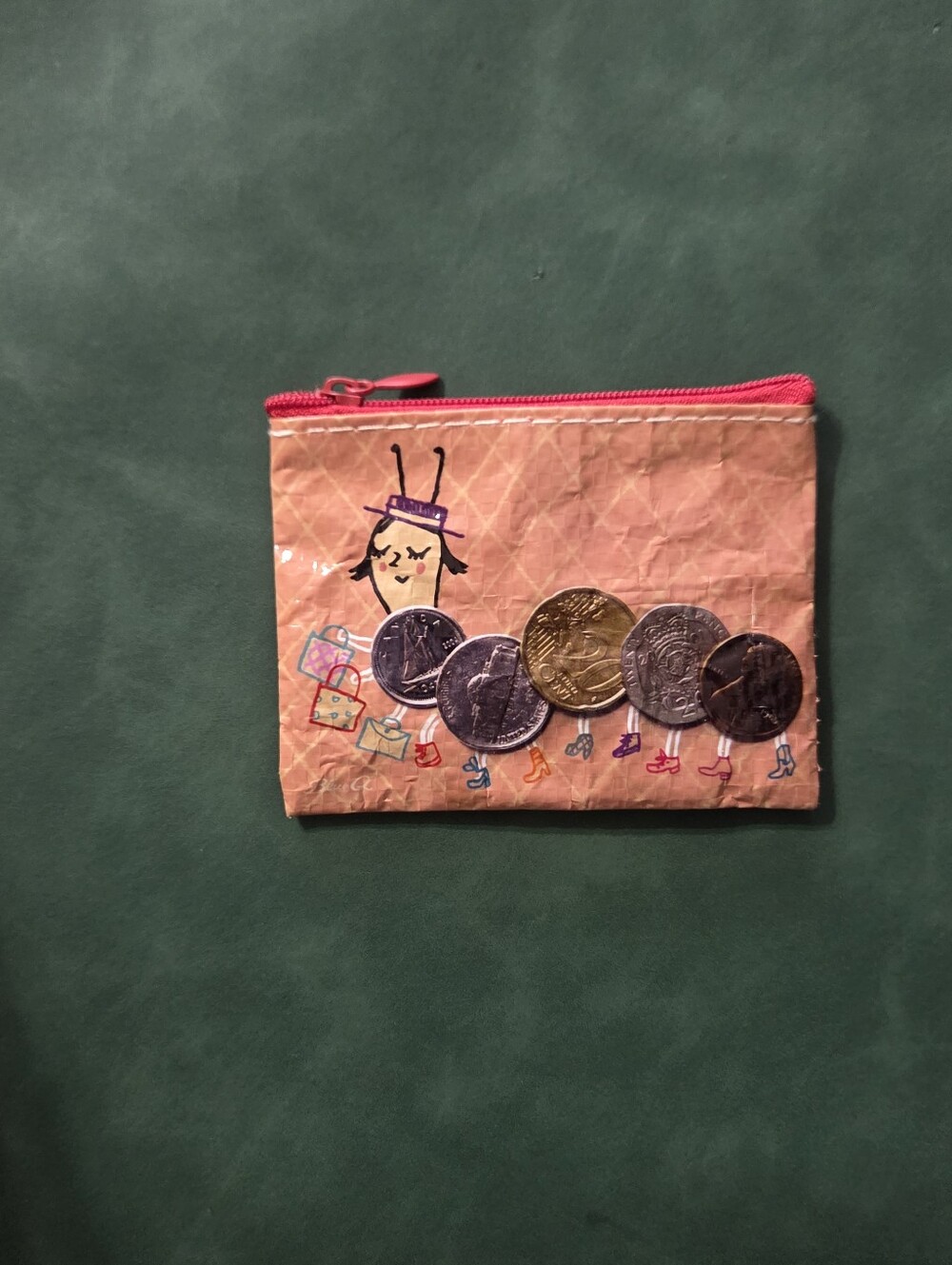 Blue Q Quirky Shopper Bug Coin Purse Mini Zipper Pouch